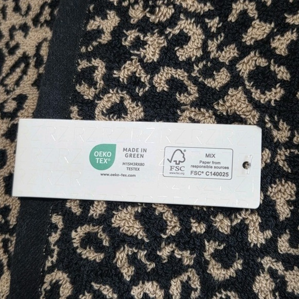 Rachel Zoe 8pc Leopard Cheetah Print Cotton Towel Set 2 Bath 2 Hand 4 Washcloths - Picture 7 of 12